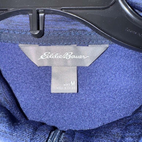 Eddie Bauer Mens Blue Heathered 1/4 Zip Pullover Fleece Sweatshirt Size Medium - Picture 3 of 7